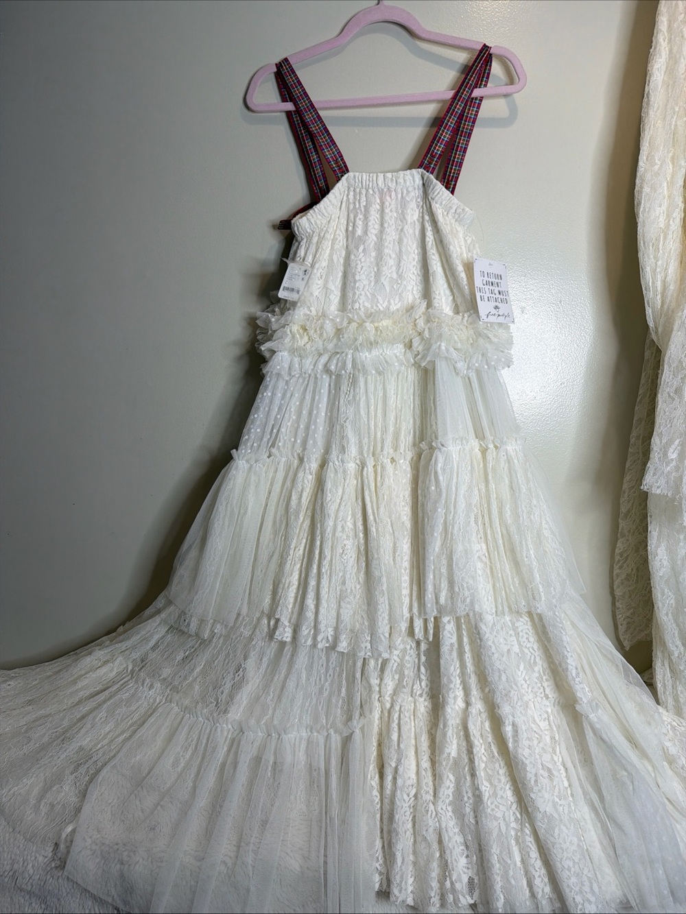 Free People Isabel Tiered Cascading Lace Chiffon Vintage Midi Dress - Picture 5 of 6